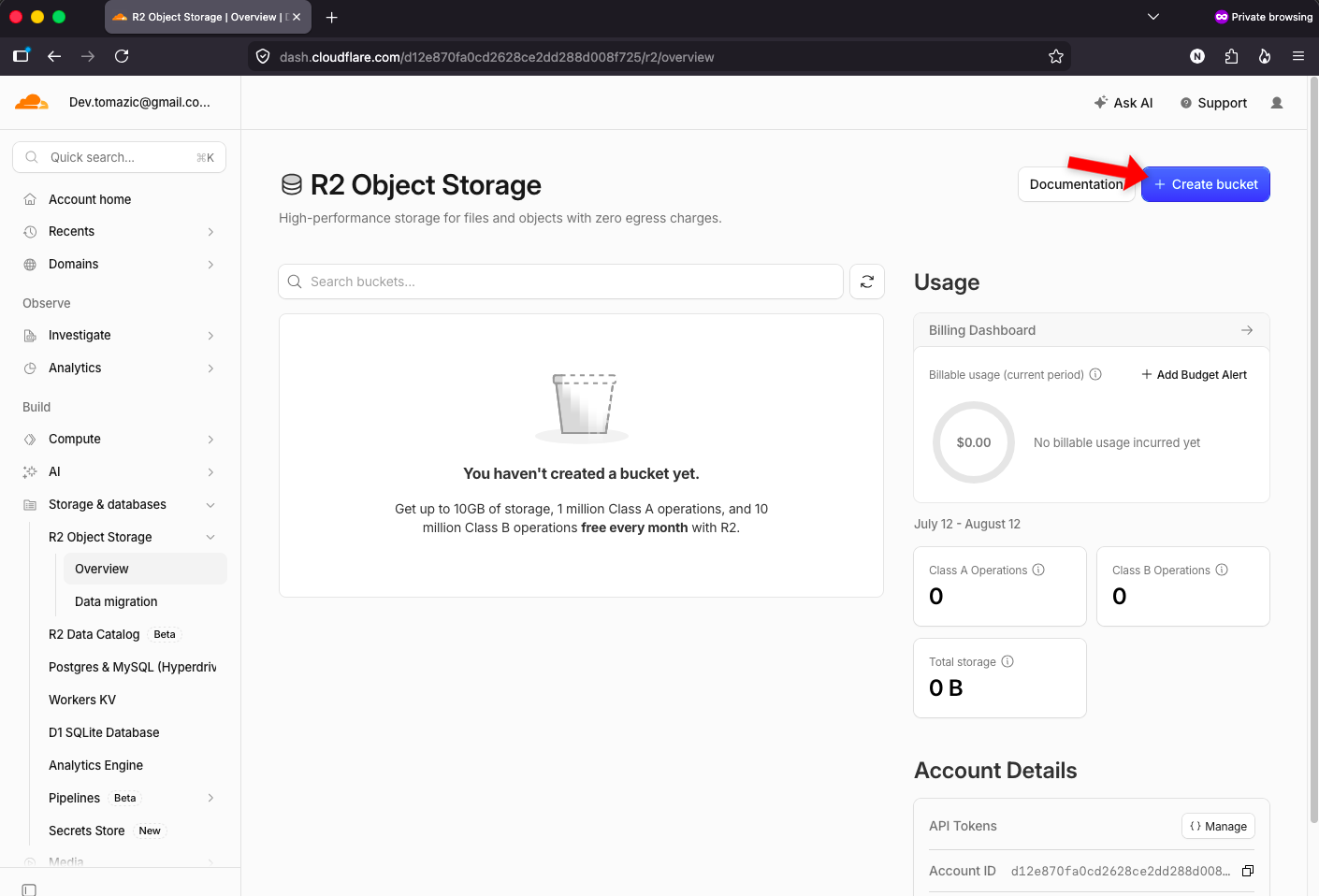 Cloudflare R2 Create Bucket