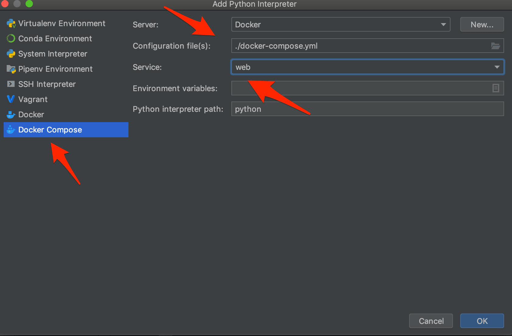 pycharm docker machine mac