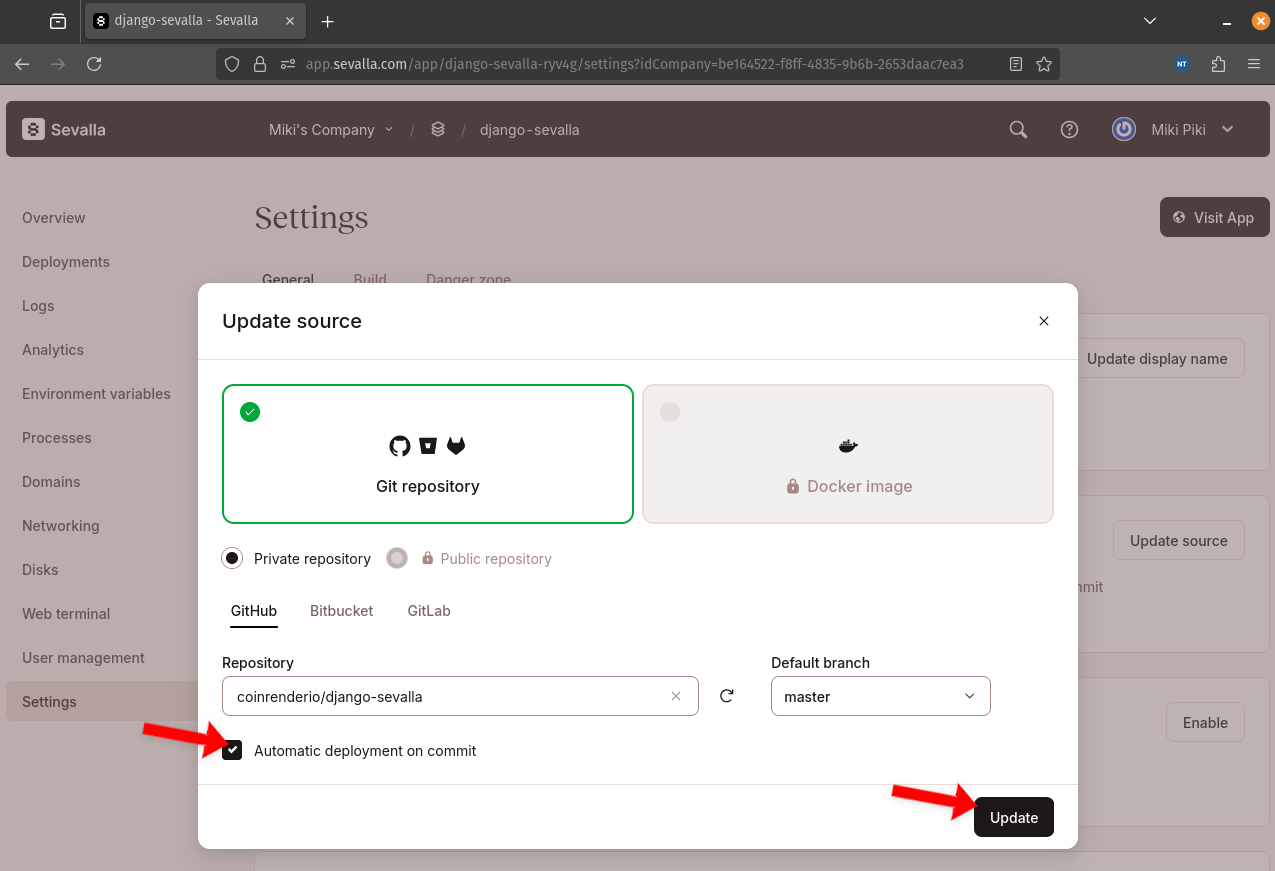 Sevalla Automatic Deployment