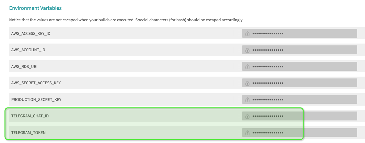 setting Travis environment variables