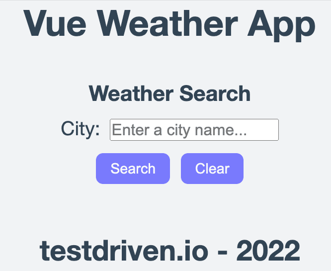 Passo a passo do aplicativo Vue Weather - Etapa 1