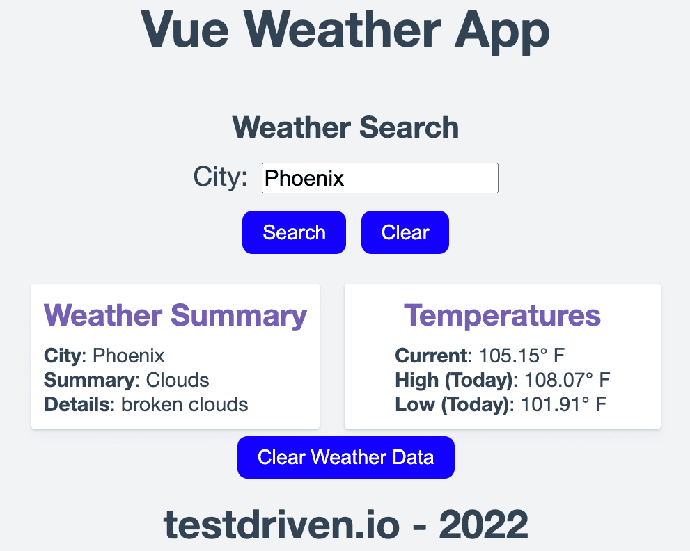 Passo a passo do aplicativo Vue Weather - Etapa 3